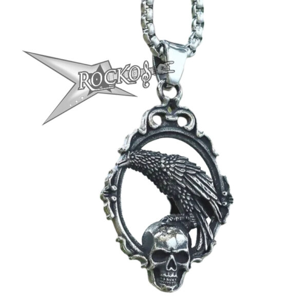 Raven On Skull Necklace