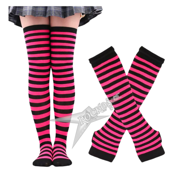STRIPED SOCKS & LONG CUFF SET (B/P)