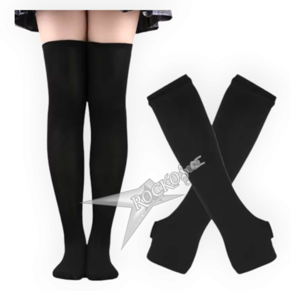 STRIPED  SOCKS & LONG CUFF (BLACK)