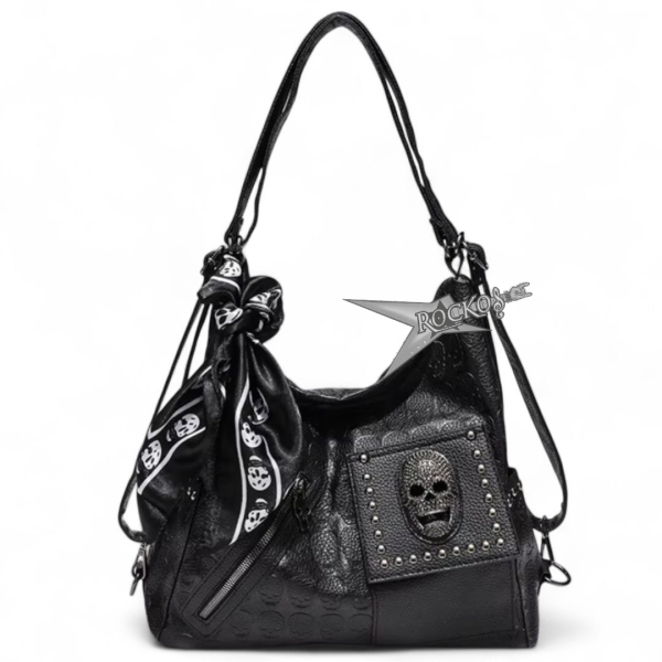 SKULL STUDDED SHOULDER BAG