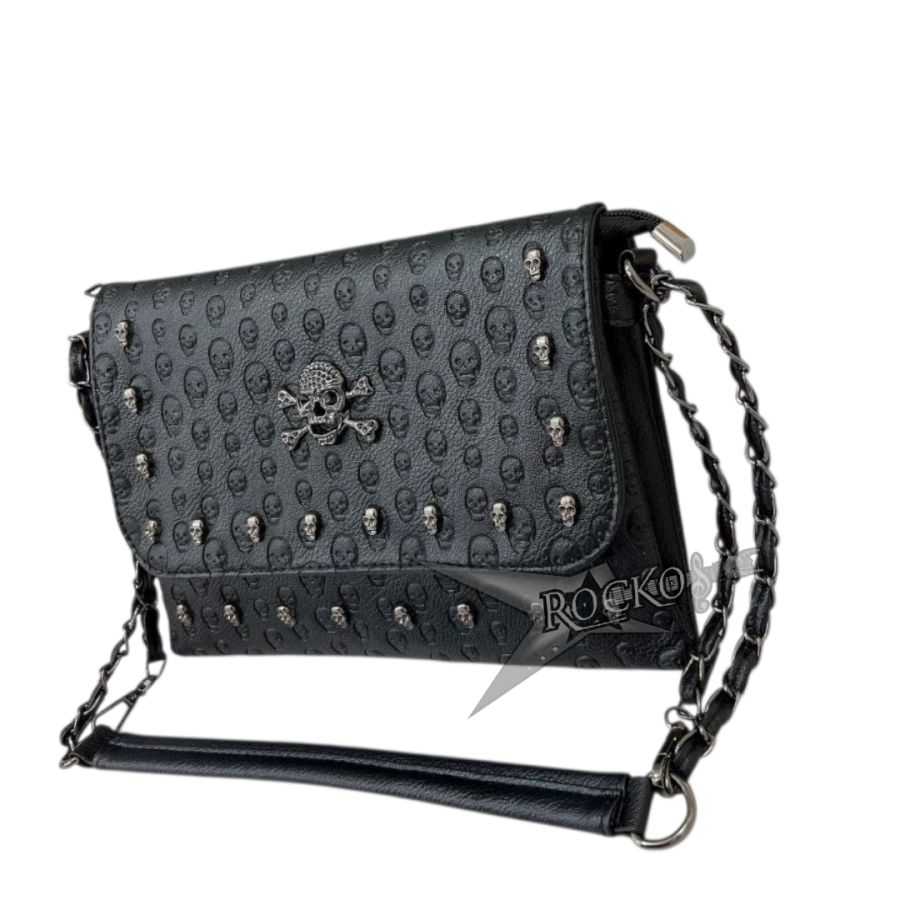 BLACK LEATHER SKULL RIVET PURSE - Image 2
