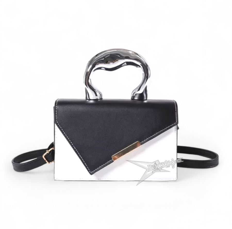 CONTRAST COLOR WOMAN HANDBAG (BLACK)