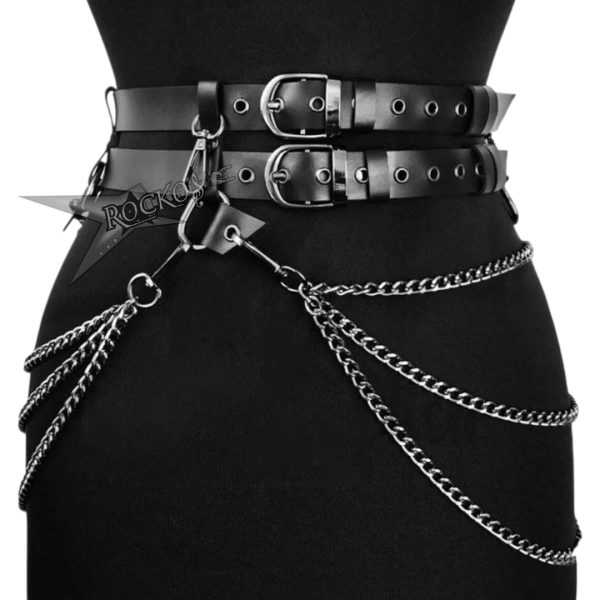 DOUBLE HARNESS BELT WITH MULTIPLE CHAIN