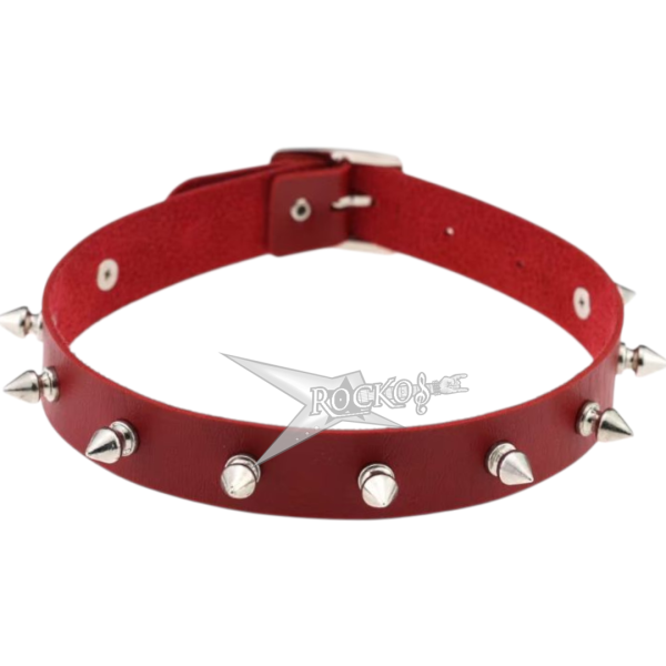 RED CHOKER SPIKES RIVETS CONE