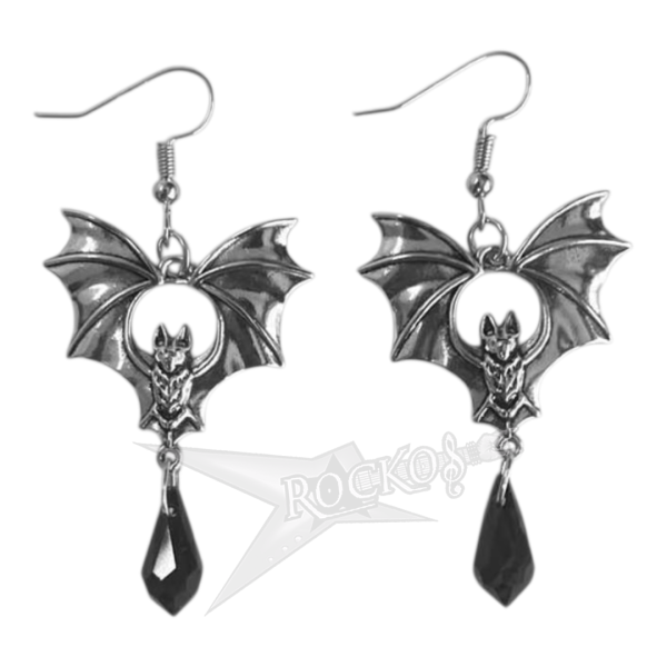 VAMPIRE SILVER EARRINGS (CRYSTAL  BLACK)