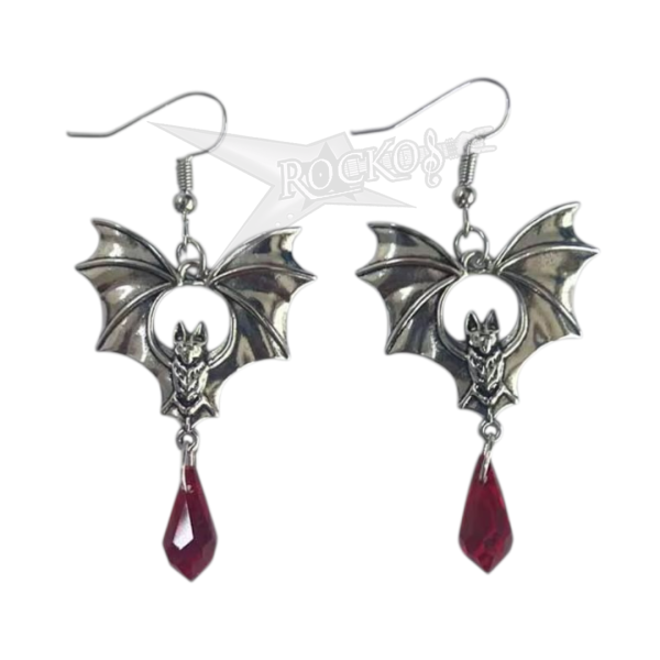 VAMPIRE SILVER EARRINGS (CRISTAL RED)