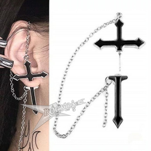 Cross Chain Earrings