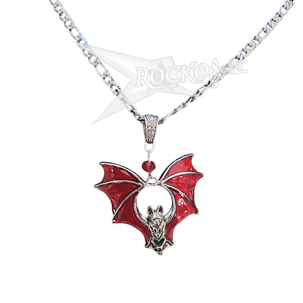 RED BAT NECKLACE GOTHIC JEWELRY