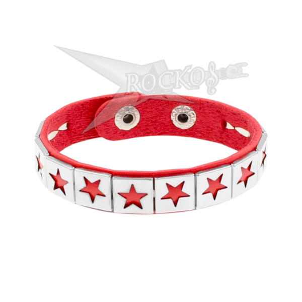 RED BRACELET 1-ROW STAR RIVETS