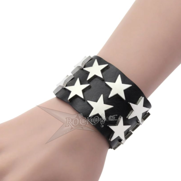 DOUBLE-STAR STUD LEATHER BRACELET