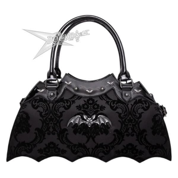 DAMASK BLACK BAT HANDBAG