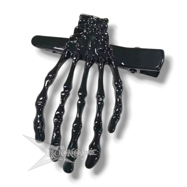 BLACK SKELETON HAND HAIR CLIP (1pc)