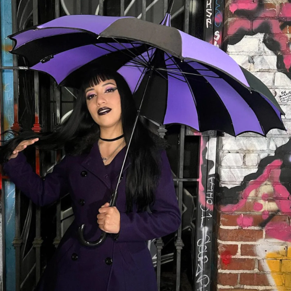 Batwing Pagoda Umbrella [BLACK/LIGHT PURPLE]