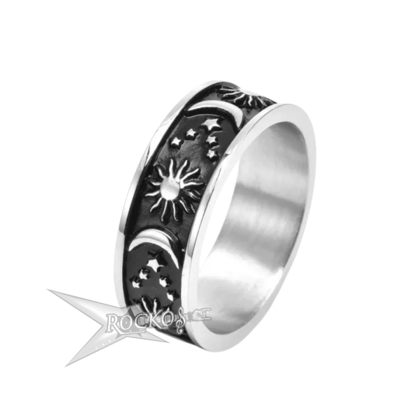 STAR & MOON TITANIUM STEEL RING