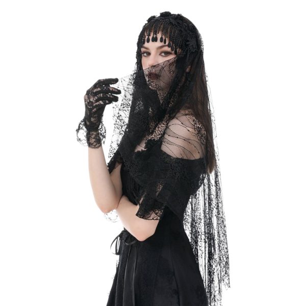 GOTHIC DARK-WEAR VEIL WITH EXOTIC BEADED FRINGE (Dark in Love)