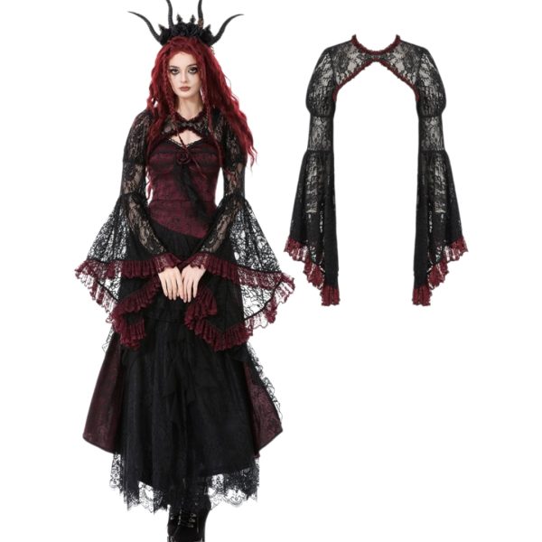 GOTHIC BLACK RED BAROQUE LACE CARDIGAN (Dark in Love)