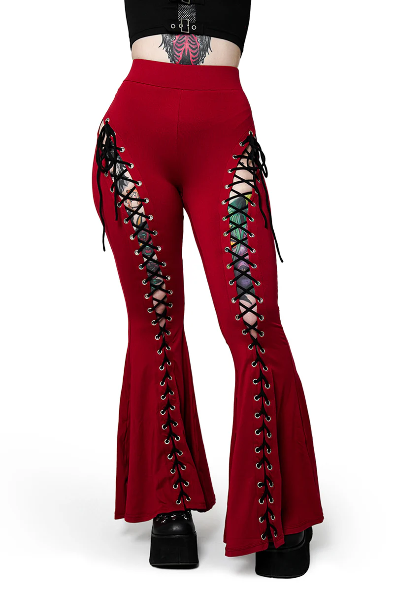 BLOOD RED FLARE PANTS
