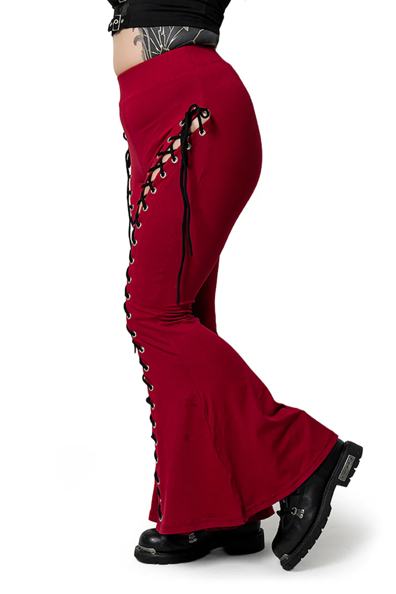BLOOD RED FLARE PANTS - Image 2