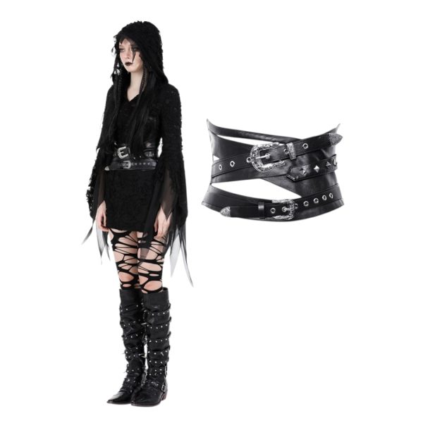 PUNK METAL BUCKLE BANDAGE UNDER BUST CORSET (Dark in Love)