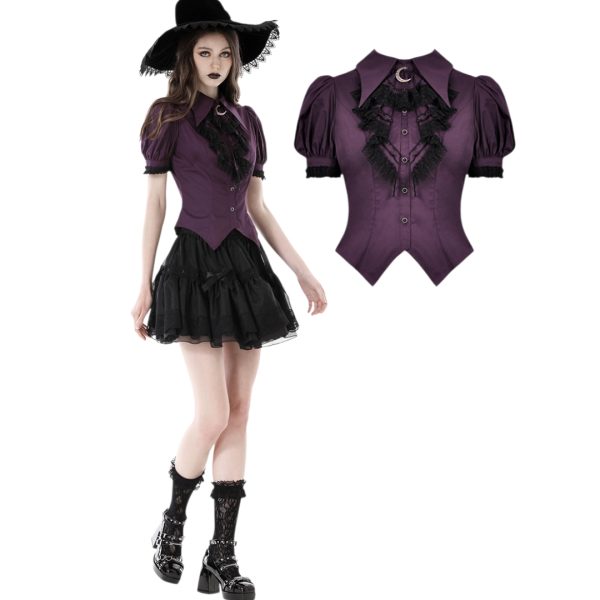 PURPLE FRILLY COLLAR MOON BLOUSE (Dark in Love)