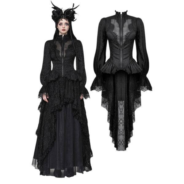 GOTHIC HOLLOW PATTERN SHEER TAILCOAT (Dark in Love)
