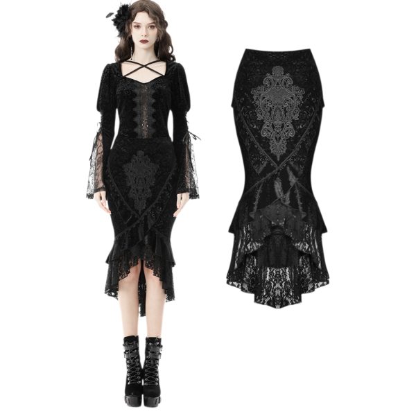 GOTHIC CLASSIC JACQUARD TAIL SKIRT (Dark in Love)