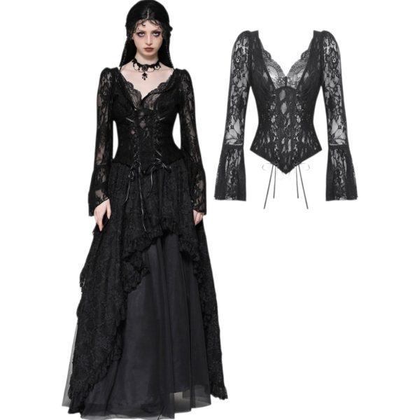 GOTHIC DARK LACE SEXY DEEP-V-NECK TOP (Dark in Love)
