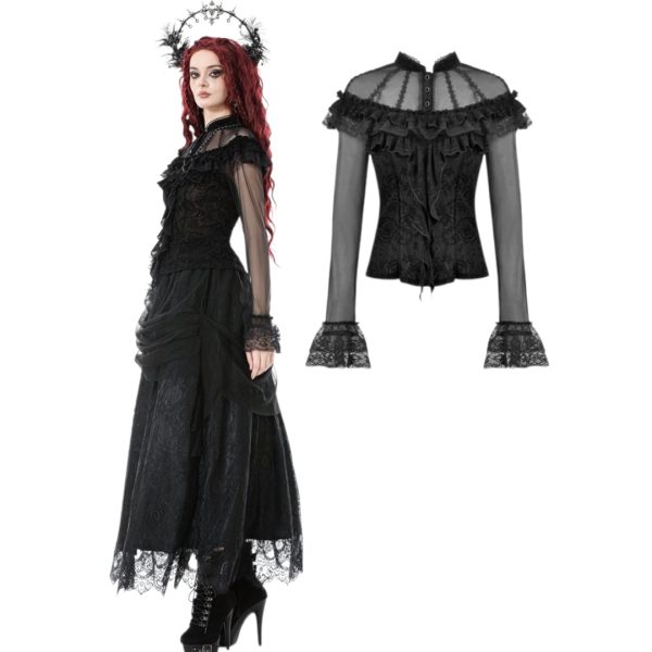 GOTHIC ROSE SHEER COURT TOP (Dark in Love)