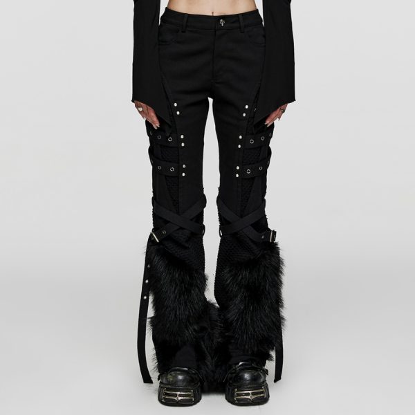 DETACHABLE KNEE LOOPS RICH SPLIT DESING PUNK STRAIGHT PANTS (PUNK RAVE)