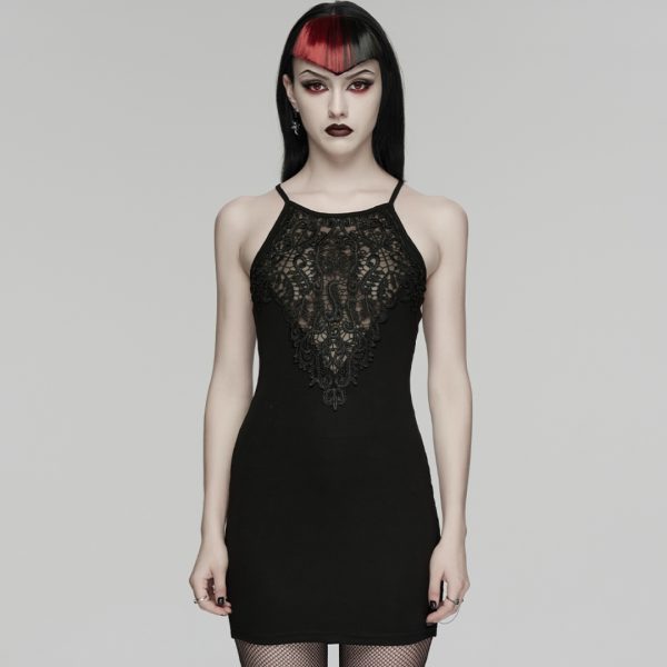SEXY AND MYSTERIOUS CROSS STRAPS GOTH SLIP DRESS (Punk Rave)