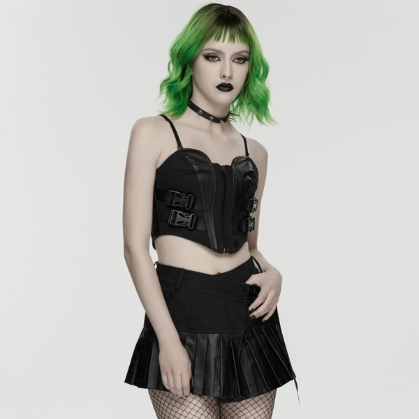 CORSET TOP WITH BUCKLE AND ZIPPER DESIGN (Punk Rave)