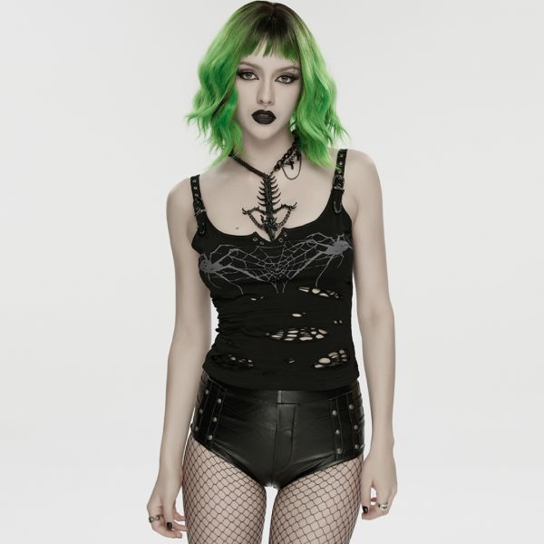 Mysterious Dark Totem Punk Printed Tattered Vest (Punk Rave)