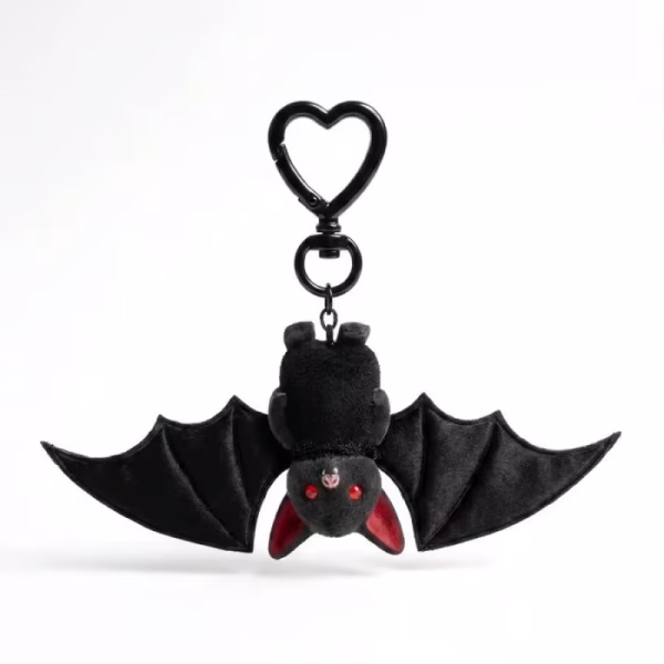 Plush Black Bat Keychain Gothic Transformable