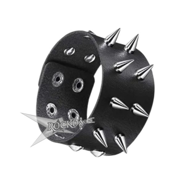 Leather Bracelet Spike Studded Rivet