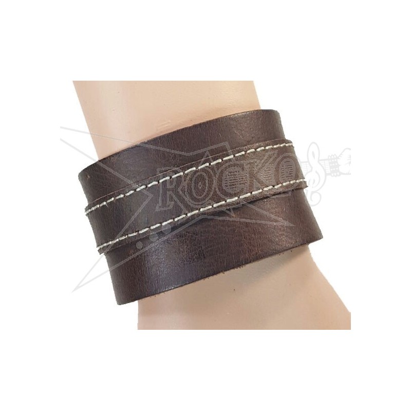 Brown Leather Bracelet (Centered Strap)