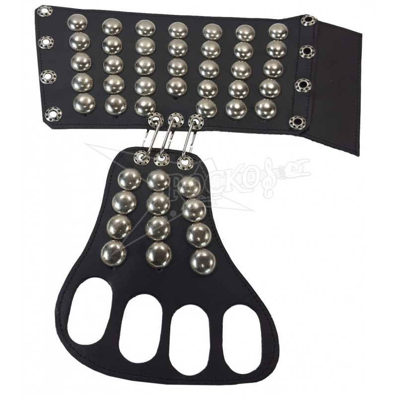 Wrist & Mid Hand Band -Black Leather- (Dome Stud)