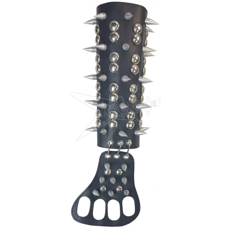 Arm & Mid Hand Band -Black Leather- (Spikes & Domes Studs)