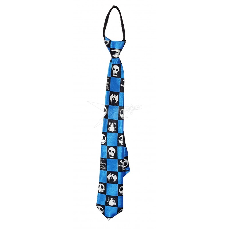 Jack Skull Blue Tie with  Adjustable Zipper Tie