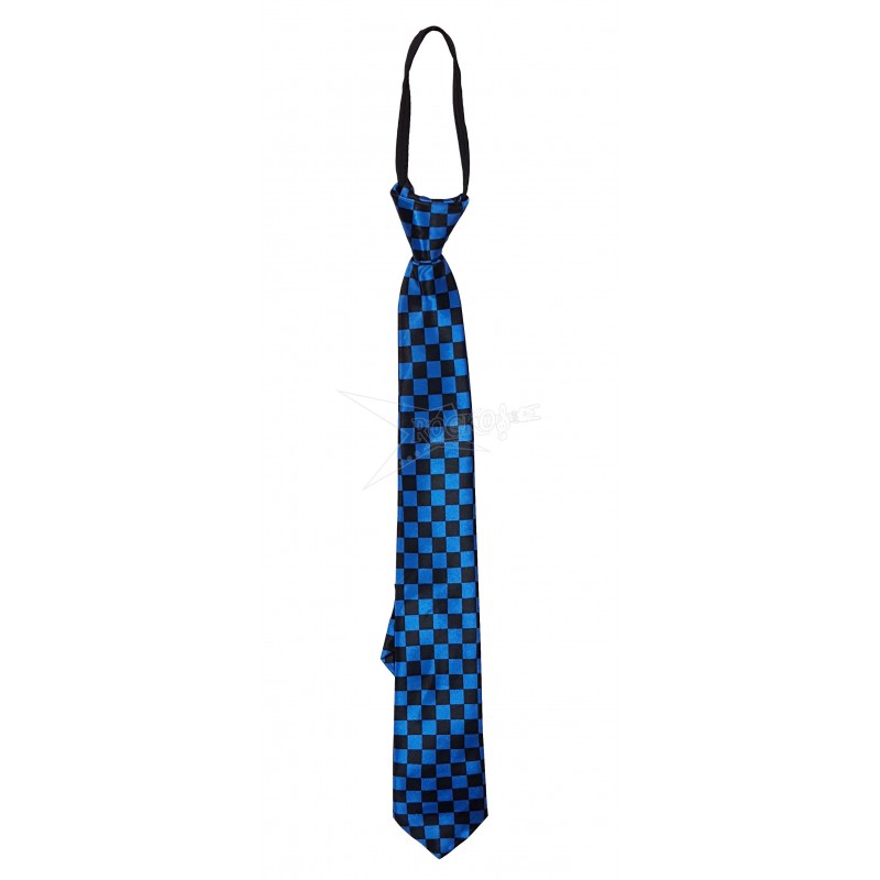 Blue and Black Squares Tie with Adjustable Zipper Tie