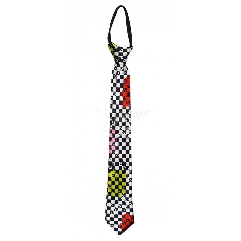 Multicolor Squares Tie with Adjustable Zipper Tie