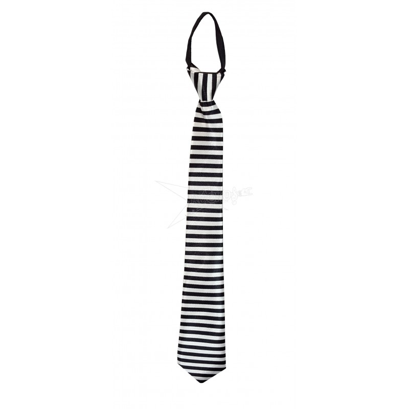 Black and White Tie with Adjustable Zipper Tie